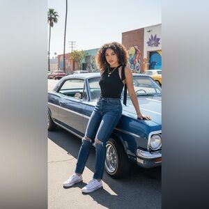 Ann Taylor Loft crepe top sleeveless straight flowing cut Small neckline twisted